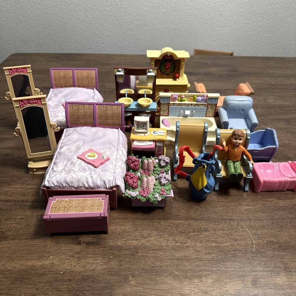 Fisher-Price Mattel Loving Family Dollhouse Furniture Accessories Vintage Lot
